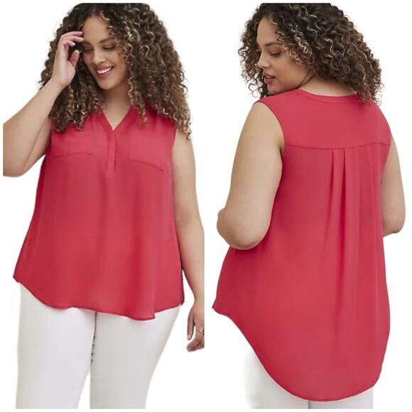 Torrid NWT Harper Georgette Sleeveless Blouse Size 5X Pink Magenta Pockets - Picture 1 of 8